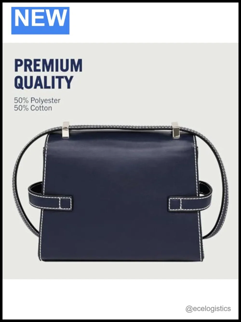 Denim Crossbody Flap Bag with Stud Accents and Horseshoe Logo